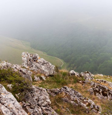 Panorama of beautiful high mountain landscape near the Spanish border along the way of Saint James. Pyrenees, Nouvelle-Aquitaine, France