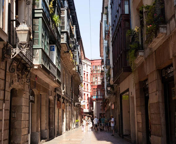 Bilbao Španělsko Srpna 2022 Pohled Domy Starém Městě Zvaném Casco — Stock fotografie