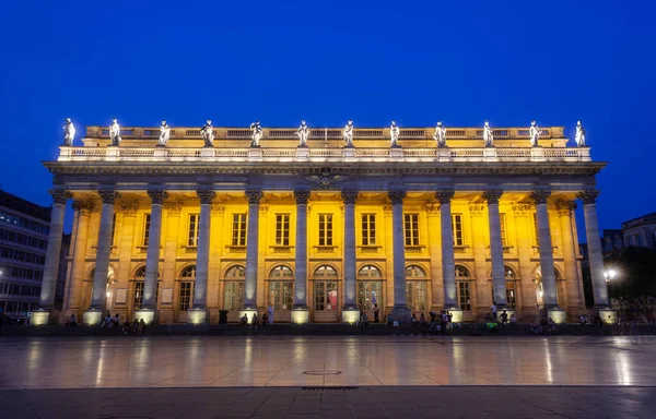 Вечерний Вид Большой Театр Площади Комеди Городе Бордо — стоковое фото