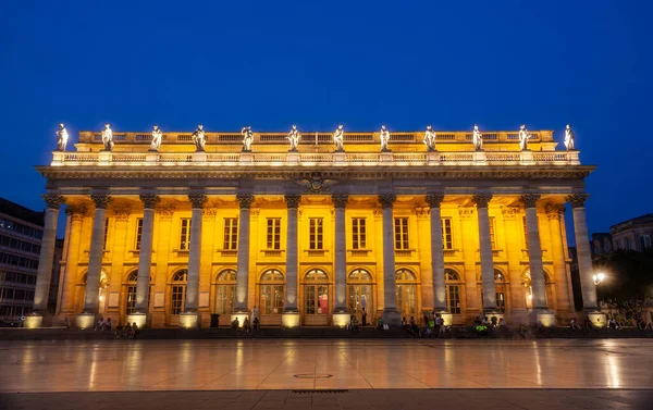 Evening View Grand Theatre Place Comedie City Bordeaux — Stock Photo, Image