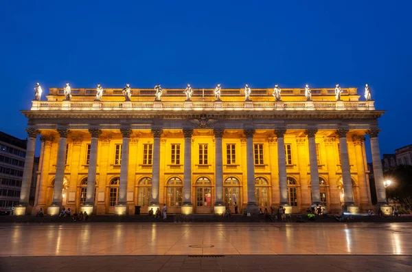 Vue Soirée Grand Théâtre Place Comédie Dans Ville Bordeaux — Photo