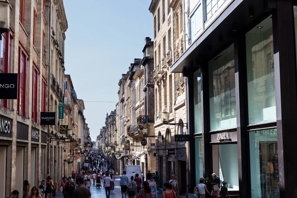 Bordeaux France July 2022 People Walk Rue Sainte Catherine Center — Stock Photo, Image