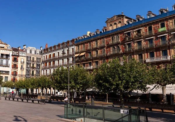 Pamplona Spanje Augustus 2022 Gezicht Gevels Het Kasteelplein Oude Binnenstad — Stockfoto