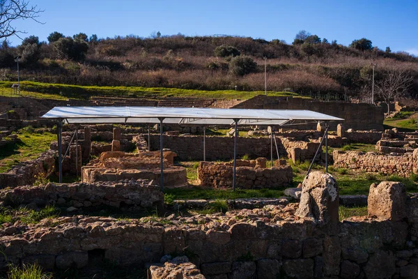 Vista Panorâmica Sítio Arqueológico Grego Morgantina Interior Sicília Itália — Fotografia de Stock