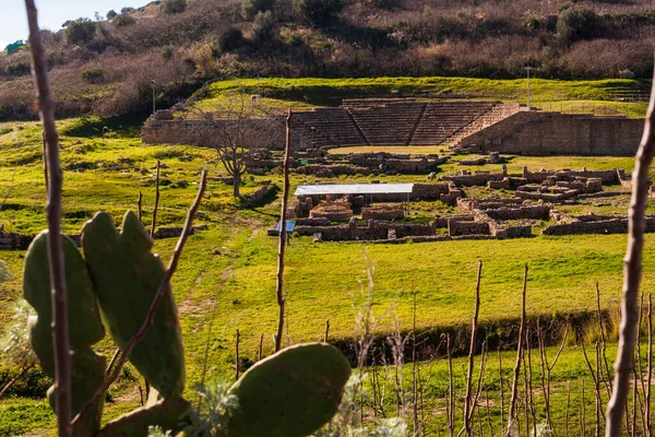 Blick Auf Die Griechische Ausgrabungsstätte Morgantina Landesinneren Siziliens Italien — Stockfoto