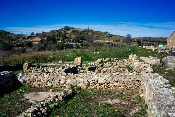 Ανασκαφές Του Βόρειου Λουτρού Στην Παλιά Πόλη Της Μοργκαντίνα Σικελία — Φωτογραφία Αρχείου