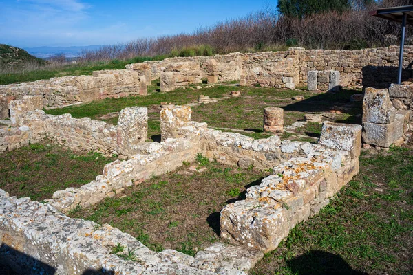 Oude Muren Van Oude Gebouwen Morgantina Oude Stad Archeologische Site — Stockfoto