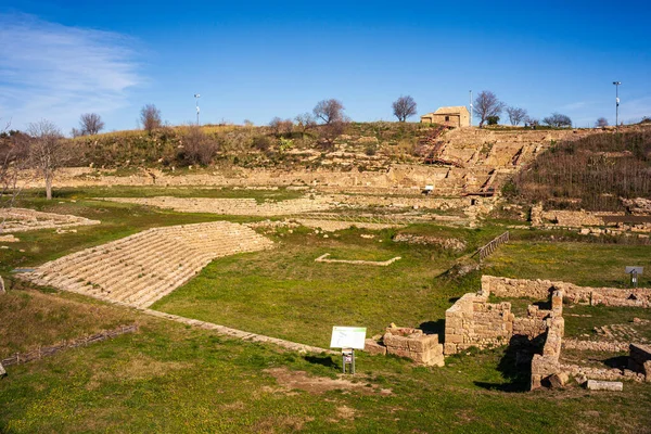 Vista Panorámica Del Sitio Arqueológico Griego Morgantina Interior Sicilia Italia —  Fotos de Stock