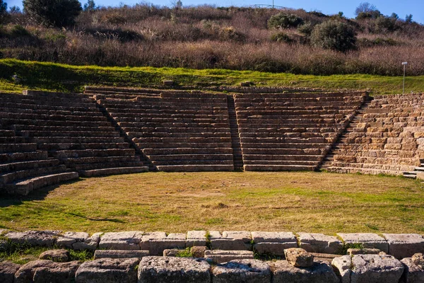 Грецького Театру Інші Руїни Morgantina Археологічних Розкопок Сицилії — стокове фото