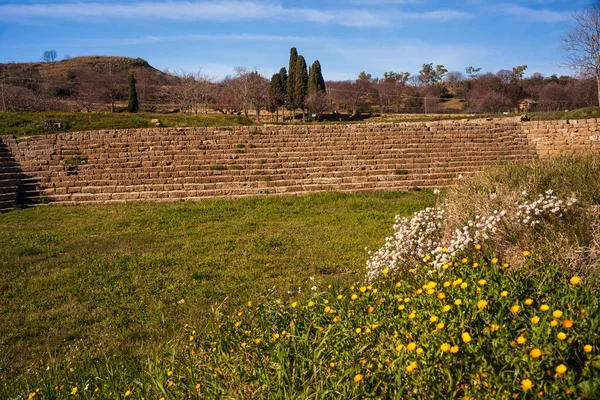 イタリアのシチリア島のインテリアで モルガンティナのギリシャの考古学的サイトのパノラマビュー — ストック写真
