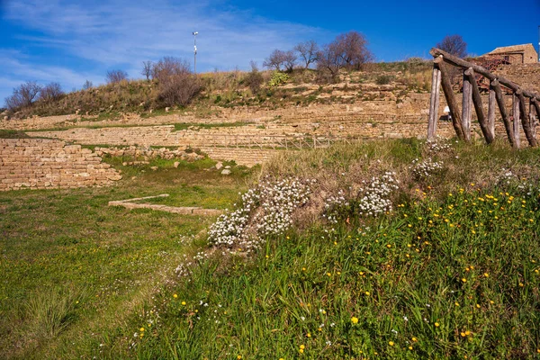 Panoramautsikt Över Den Grekiska Arkeologiska Platsen Morgantina Siciliens Inland Italien — Stockfoto