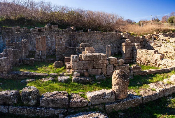 Панорама Грецького Археологічного Єкту Моргантіна Всередині Сицилії Італія — стокове фото