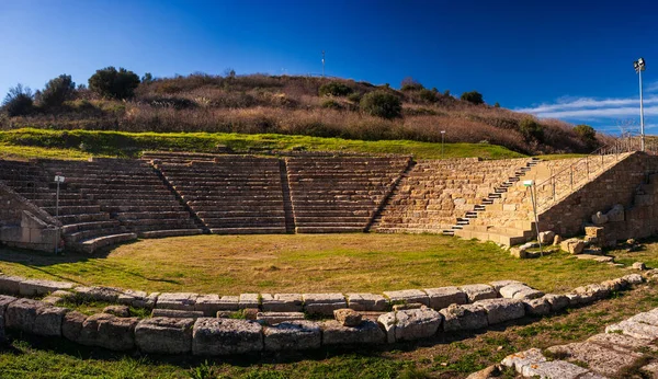 Yunan Tiyatro Diğer Kalıntıları Morgantina Arkeolojik Sitedeki Sicilya — Stok fotoğraf