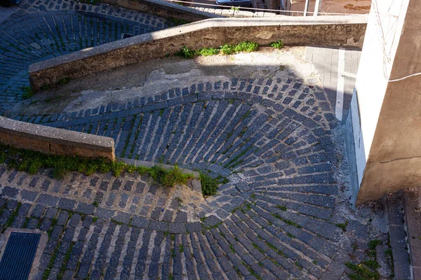 Типичные Улицы Сицилии Вымощенные Булыжниками Леонфорте Сицилия — стоковое фото