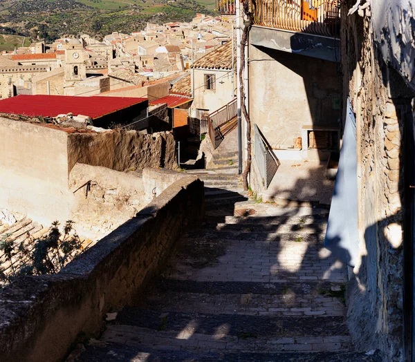 Vue Ville Sicilienne Leonforte Sicile — Photo