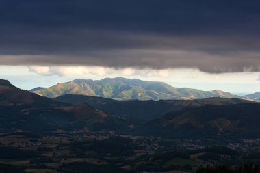 French Pyrenees along the way of Saint James. Scenic view of landscape and mountains against sky