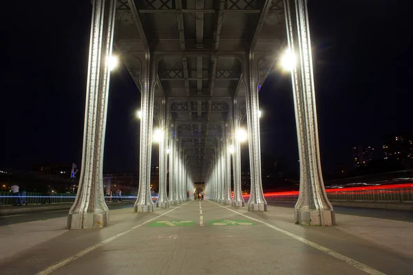 View Bridge Bir Hakeim Called Pont Passy Night Paris France — Foto Stock