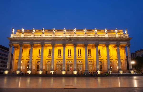 Вечерний Вид Большой Театр Площади Комеди Городе Бордо — стоковое фото