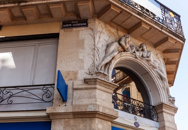 Rue Sainte Catherine Straatnaam Bordeaux Langste Voetgangersstraat Van Frankrijk — Stockfoto
