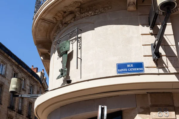 Rue Sainte Catherine Nazwa Ulicy Znak Bordeaux Najdłuższy Deptak Francji — Zdjęcie stockowe
