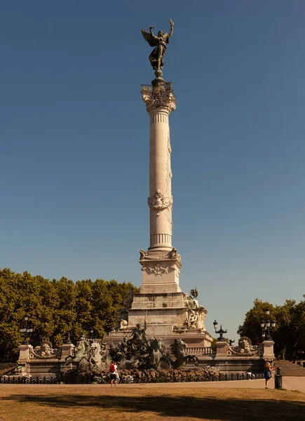Vista Famosa Fontaine Des Quinconces Monumento Aux Girondins Burdeos Aquitania —  Fotos de Stock