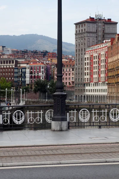 Street Lamp Railing River Bridge Centre Bilbao Largest City Basque — Stock Photo, Image