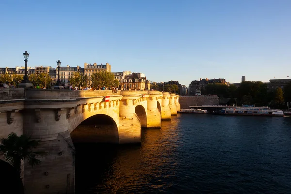 View Famous Bridge Called Pont Neuf Sunny Summer Sunset Paris — Fotografia de Stock
