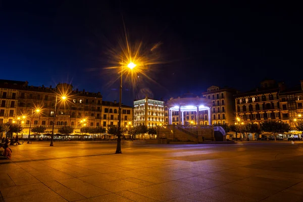 Night View Main Square Pamplona Called Plaza Del Castillo Navarra — Photo