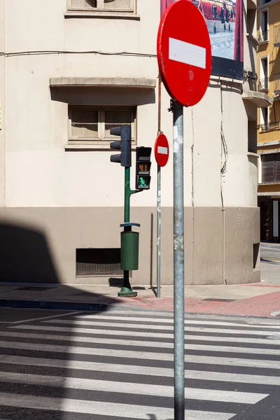 View Traffic Light Street Pamplona Spain — Stock Photo, Image