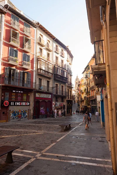 Pamplona Spanya Temmuz Sabahın Erken Saatlerinde Ancient Caddesinin Görüntüsü — Stok fotoğraf