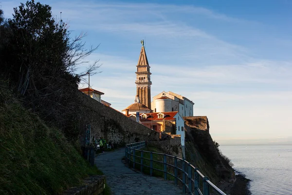 Piran Slovenië Januari 2023 Piranstad Aan Adriatische Zee Een Van — Stockfoto
