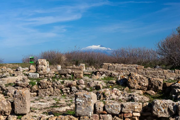 Vista Panorámica Antigua Ciudad Griega Morgantina Famosas Ruinas Sicilia —  Fotos de Stock