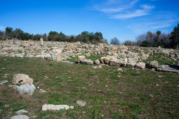 Πανοραμική Θέα Της Αρχαίας Ελληνικής Πόλης Της Μοργαντίνας Διάσημων Ερειπίων — Φωτογραφία Αρχείου