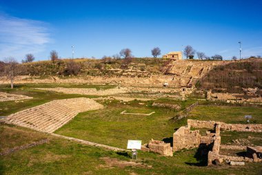 Yunanistan 'ın Morgantina arkeolojik sahasının panoramik görüntüsü, İtalya' nın Sicilya iç kesiminde.