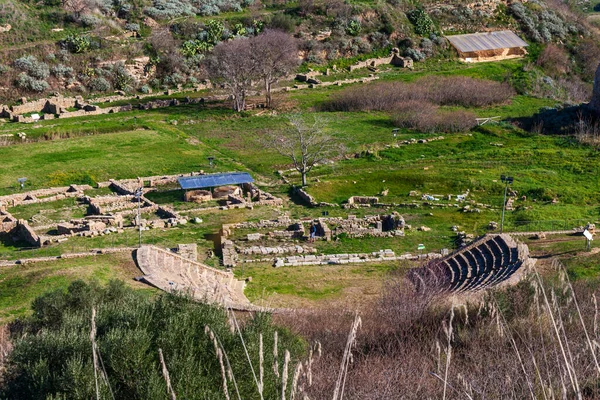 Panorámás Kilátás Görög Régészeti Lelőhely Morgantina Belső Szicília Olaszországban — Stock Fotó