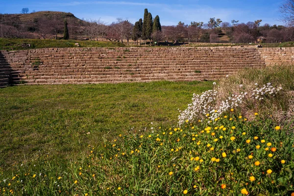 イタリアのシチリア島のインテリアで モルガンティナのギリシャの考古学的サイトのパノラマビュー — ストック写真