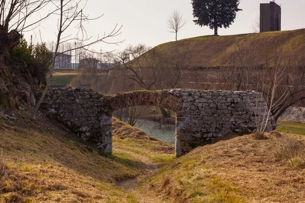 Vista Arco Pedra Das Muralhas Palmanova Itália — Fotografia de Stock
