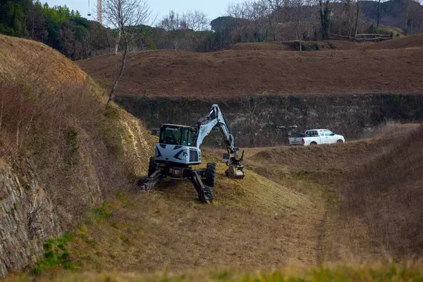 Palmanova Itália Fevereiro 2023 Carregador Escavadeira Bulldozer Trabalhando Canteiro Obras — Fotografia de Stock