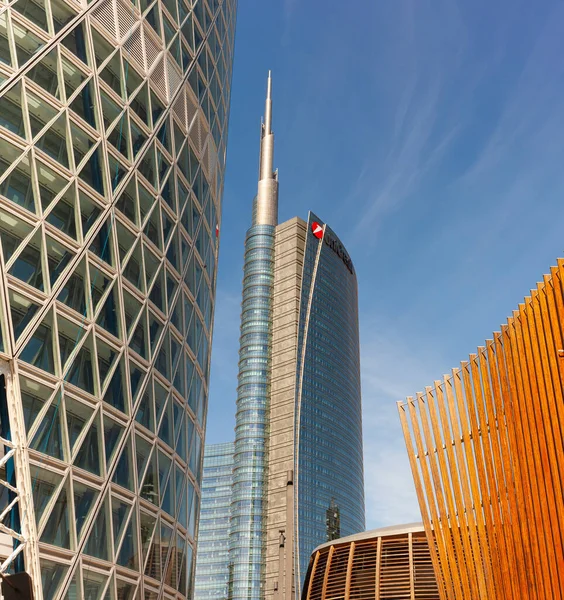 Milão Itália Abril 2023 Vista Edifício Unicredit Porta Nuova Principal — Fotografia de Stock