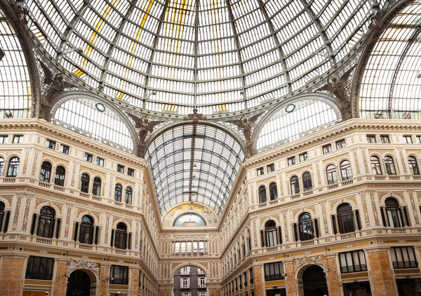 Galleria Umberto 1, popular shopping gallery built at the end of 19th century in the phase of rebuilding the Naples city, Italy