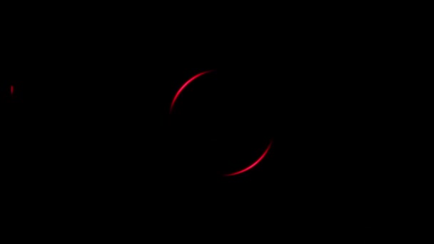 Néon Rouge Cercle Lumières Sur Fond Noir Séquence Vidéo