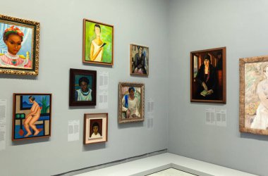 Venice, Italy - April 18, 2024: The section of the Nucleo Storico gathers over 100 portraits and representation of the human figure by artists worked in Africa, Asia, the Middle East and Latin America. 60th International Art exhibition of Venice bien clipart