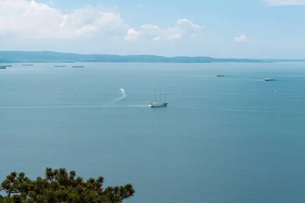 stock image Trieste, Italy - June 01, 2024: Russian billionaire Andrey Melnichenko's sailing yacht has been confiscated in the Bay of Trieste. The vessel, named 