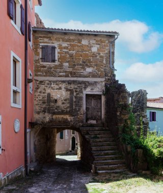 Arch and staircase of an old town ruins, Oprtalj, Istria, Croatia clipart