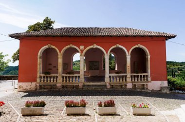 View of the famous historical Loggia Square, Oprtalj, Istria, Croatia clipart