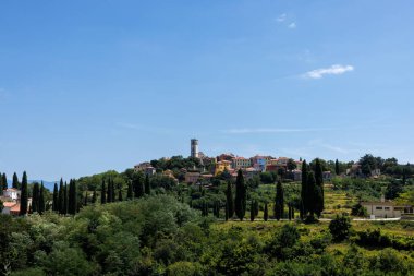 View of Oprtalj - idyllic small town on a hill in central Istria clipart