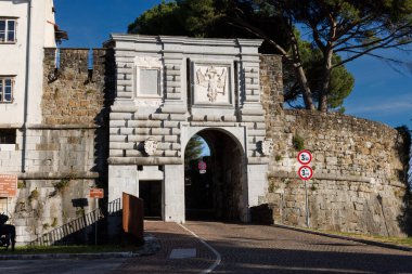 View of the Leopoldina gate of the castle in Gorizia, Italy clipart