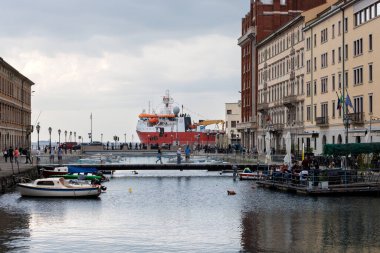 Trieste, Italy - September 27, 2024: The Laura Bassi, formerly Polar Queen and RRS Ernest Shackleton, the icebreaking research vessel docked in Trieste clipart