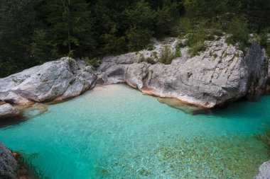 Slovenya Velika Korita 'daki Soca Vadisi' nde. Lepena Vadisi, Julian Alps, Bovec Belediyesi, Slovenya, Avrupa