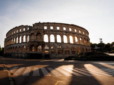 Roma amfitiyatrosunun antik kalıntıları, Istria yarımadası. Pula, Hırvatistan.